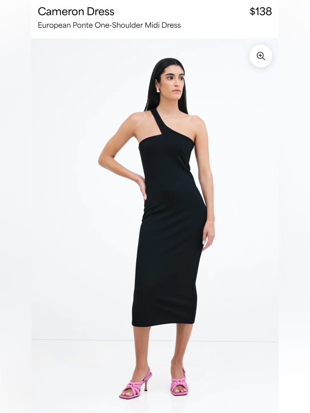 Marcella Black Cameron One-Shoulder Midi Dress